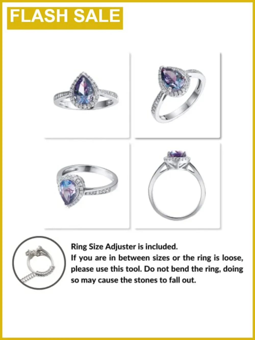 Sterling Silver Alexandrite Ring Halo Engagement Cocktail Statement